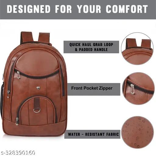 Casual Vegan Leather Office College Laptop Shoulder Business Unisex Backpack