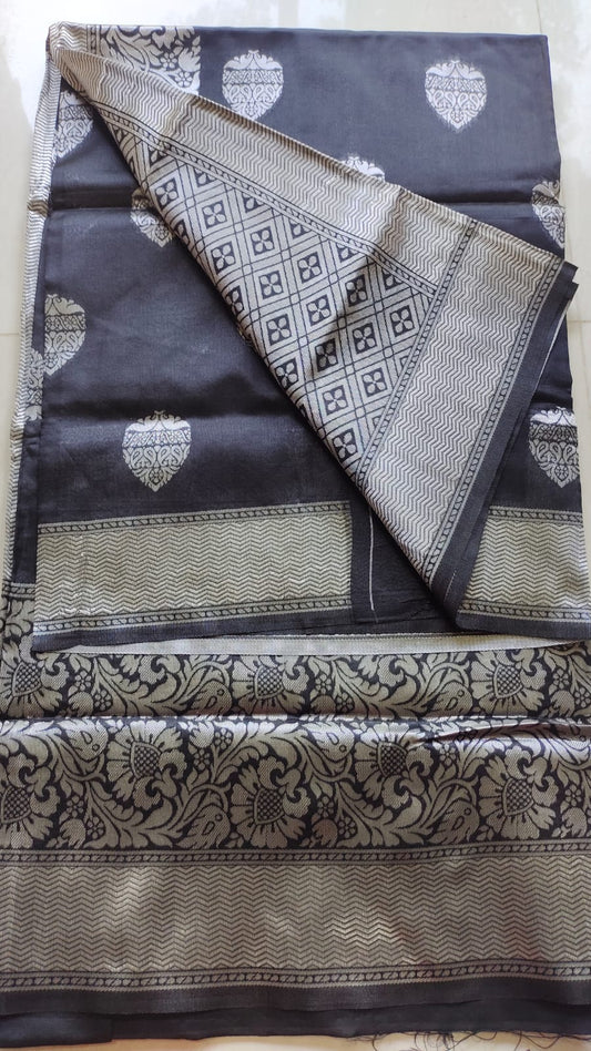 Gorgeous Greyish Blue Silk Katan Light Sarees