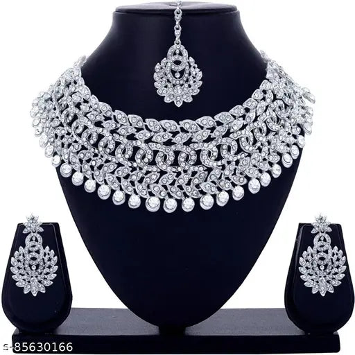 Rhodium Plated Jewellery Set White Austrian Diamond