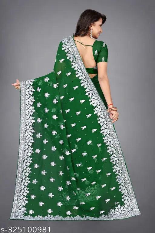 Heavy Silver Embroidery Work With Full Silver Stone Work Beautifull Saree